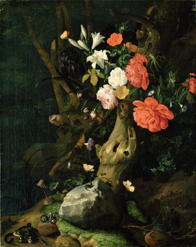 Nature morte de fleurs sur le sol boisé, c.1690 - Rachel Ruysch